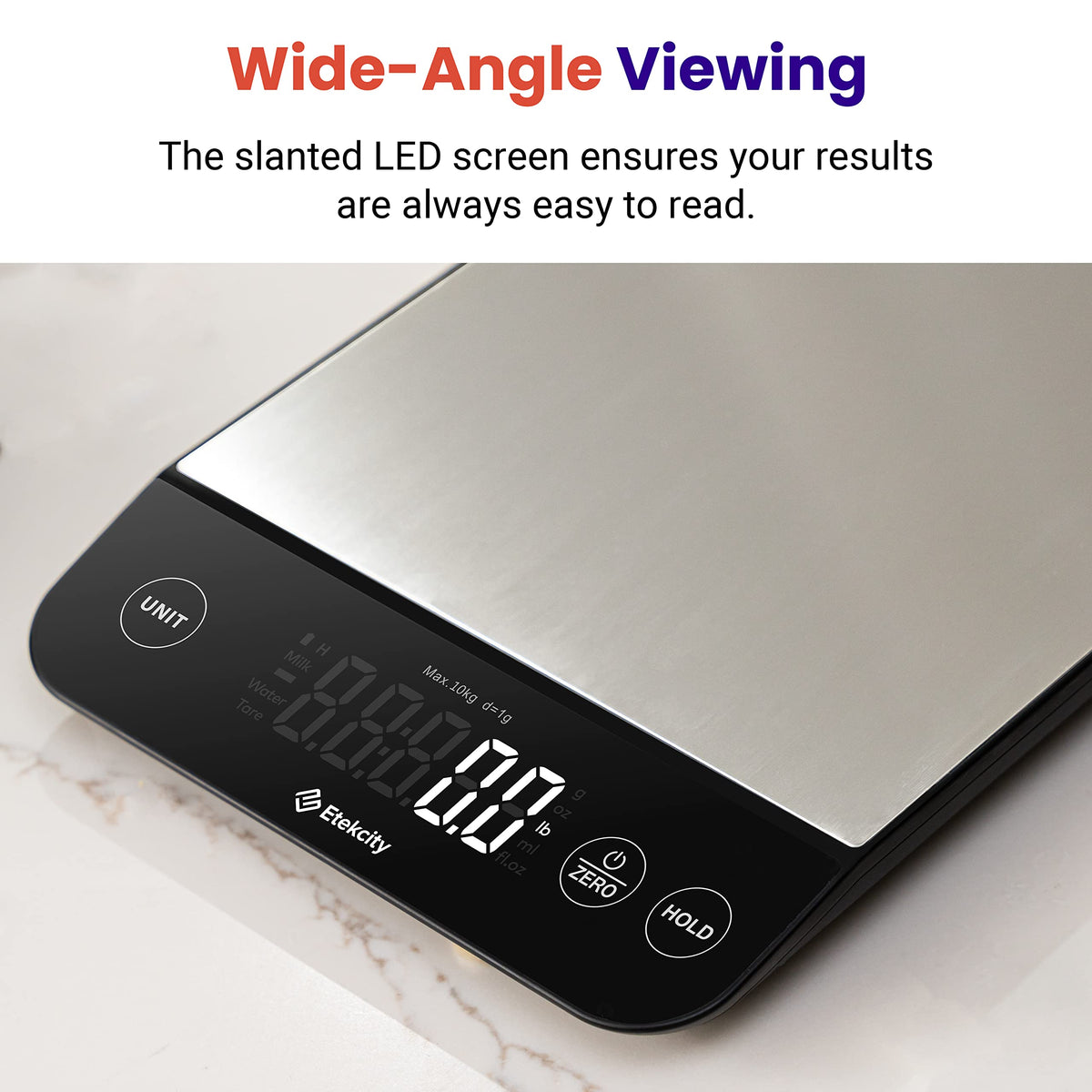 Etekcity Food Kitchen Scale, Digital Grams and Ounces, 11lb | Tare function, ideal for baking, weight loss, keto, meal prep, packages, liquids and jewelry, 304 Stainless Steel