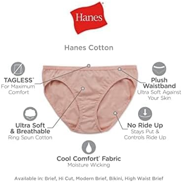 Hanes Women's Underwear Pack, 10-Pack, Full-Coverage Cotton Blend Panties, Moisture-Wicking Underwear for Women