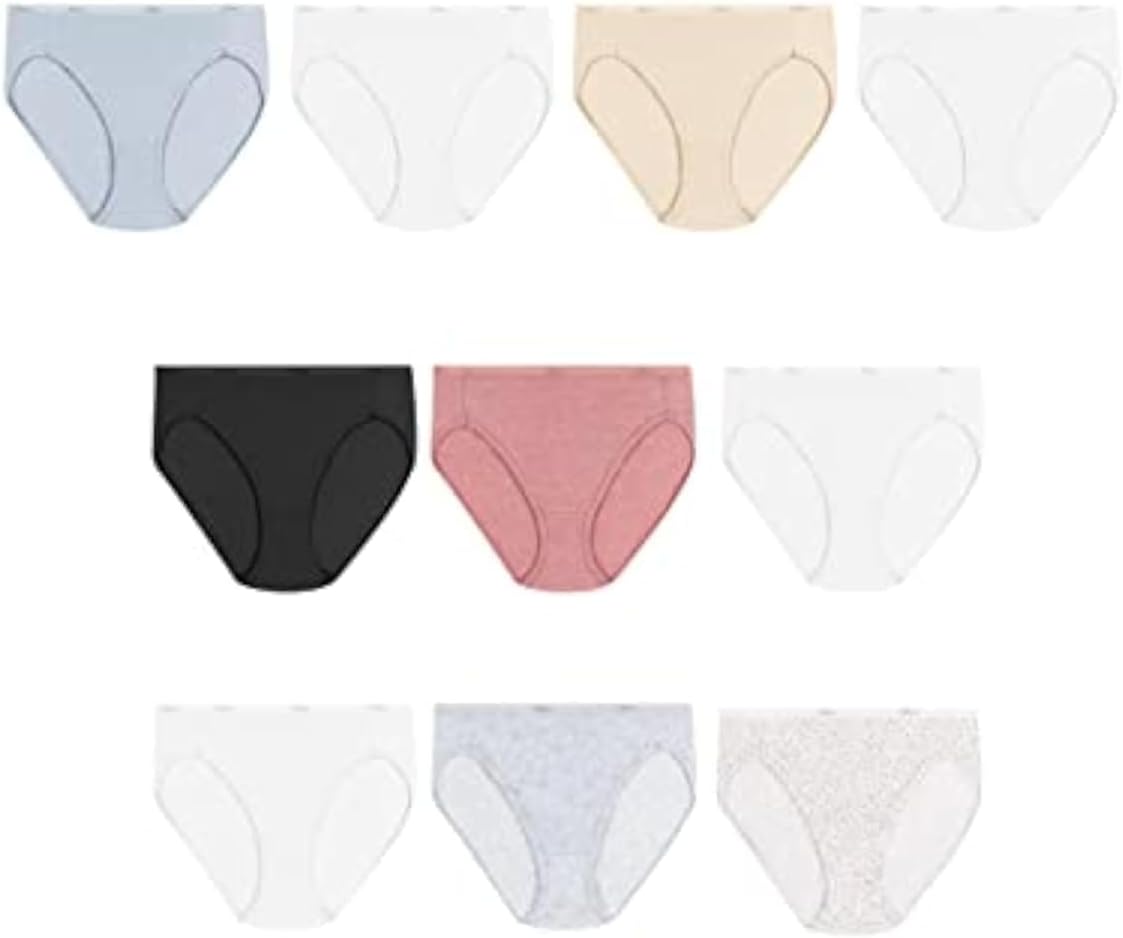Hanes Women's Underwear Pack, 10-Pack, Full-Coverage Cotton Blend Panties, Moisture-Wicking Underwear for Women