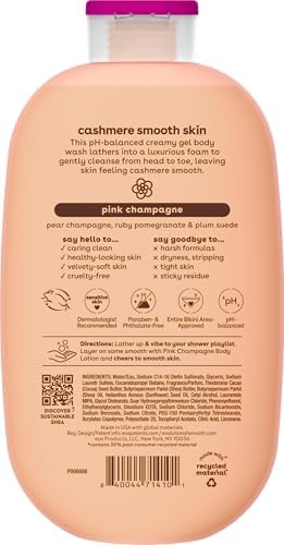 eos Body Wash, Vanilla Cashmere, Moisturizing Creamy Gel Formula with Shea Butter, Glycerin, Vitamin E, pH Balanced, Sensitive Skin, Vegan, 16 fl oz