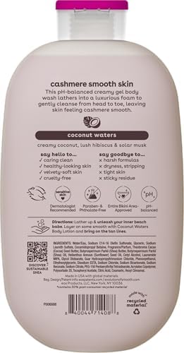 eos Body Wash, Vanilla Cashmere, Moisturizing Creamy Gel Formula with Shea Butter, Glycerin, Vitamin E, pH Balanced, Sensitive Skin, Vegan, 16 fl oz