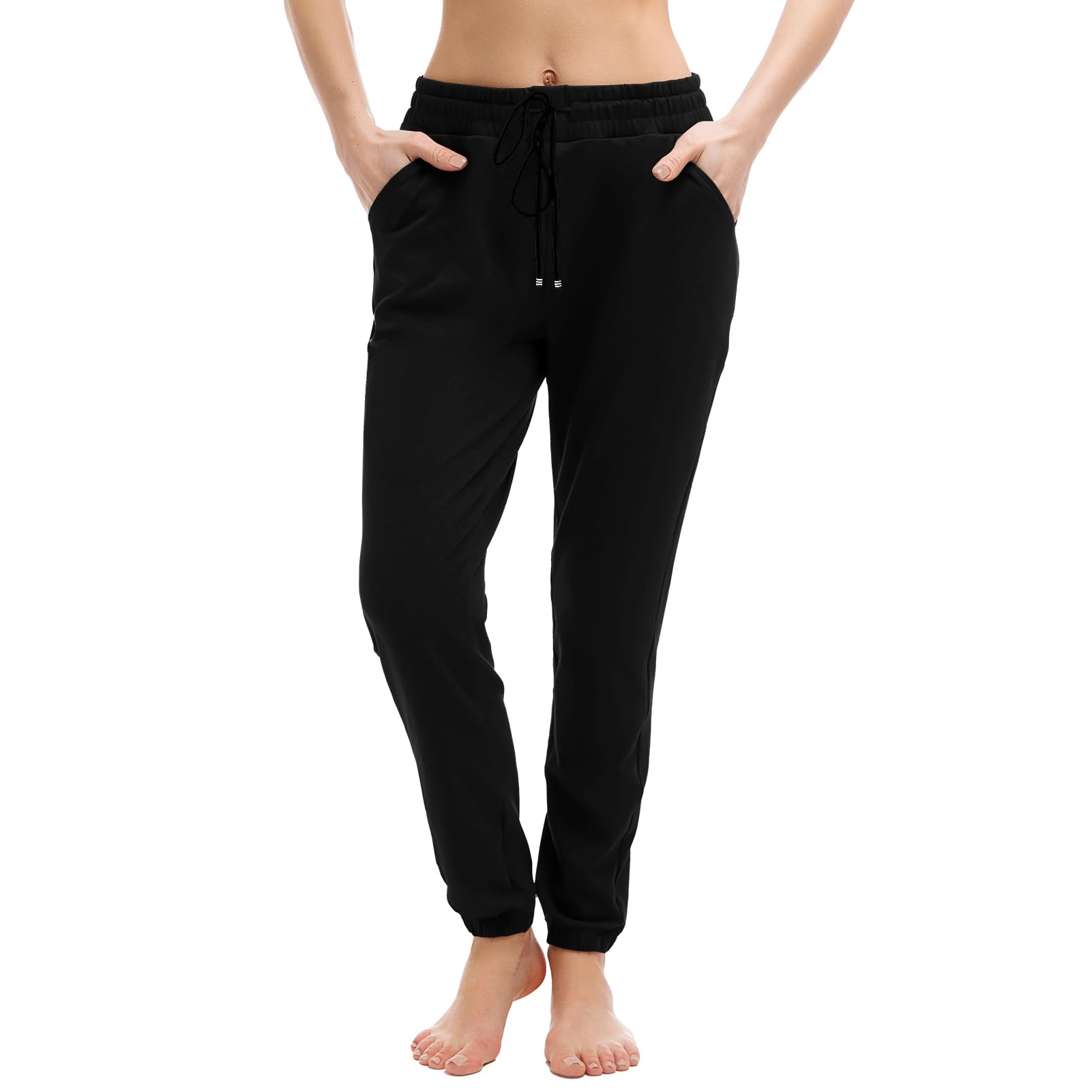 Walifrey Joggers with Pockets, Drawstring Sweatpants Women | Soft breathable fabric, Adjustable waist, 2 Deep side pockets, Cuffed ankles, Great for Lounging Jogging Workout & Gym