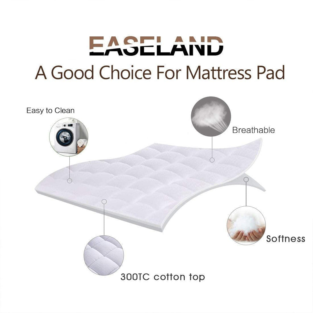 EASELAND Twin XL Mattress Pad Cotton Pillow Top Mattress Topper White | College Dorm Mattress Cover Cooling Cotton Top,8-21" Deep Pocket Protector 39x80 Inches,Boxing Quilted & Machine Washable