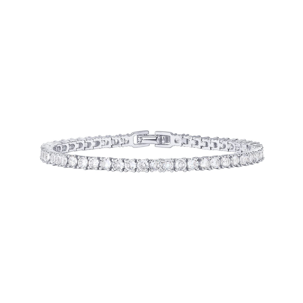 PAVOI 14K Gold Plated 3mm Cubic Zirconia Classic Tennis Bracelet | Gold Bracelets for Women | Stackable Bracelets for Women, 14K Gold Bracelets with CZ, Bracelet Stack