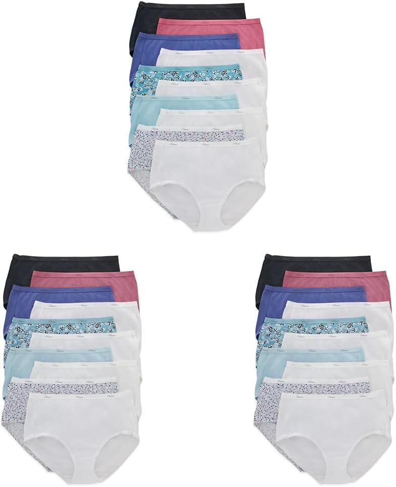 Hanes Women's Underwear Pack, 10-Pack, Full-Coverage Cotton Blend Panties, Moisture-Wicking Underwear for Women