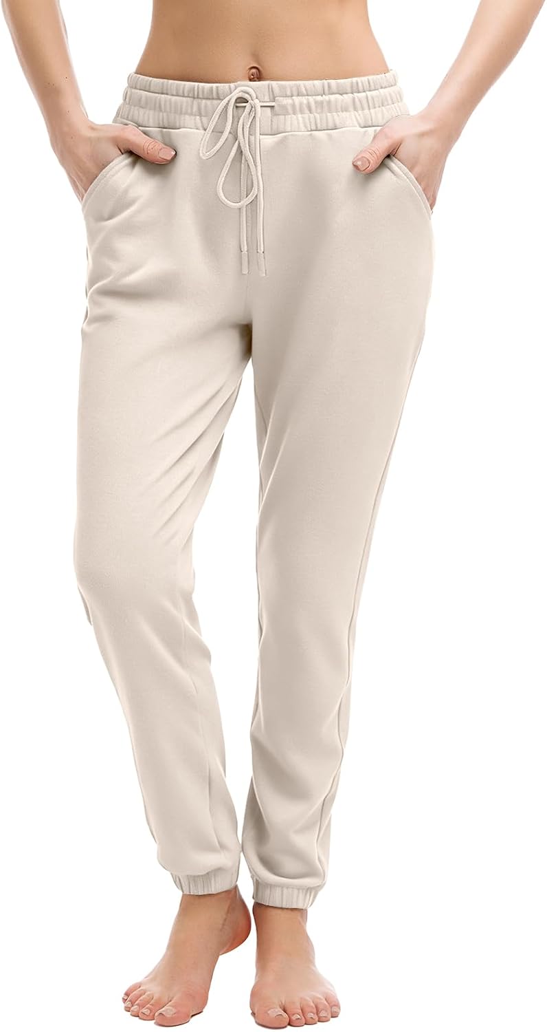 Walifrey Joggers with Pockets, Drawstring Sweatpants Women | Soft breathable fabric, Adjustable waist, 2 Deep side pockets, Cuffed ankles, Great for Lounging Jogging Workout & Gym