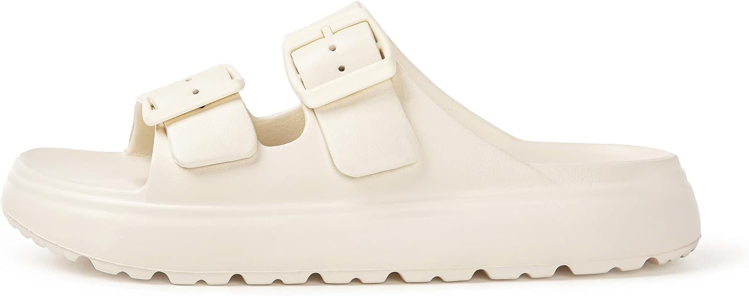 EVA Sandals for Women with Arch Support | Adjustable Double Buckle Slides | Comfortable Lightweight EVA Slide Sandals for Beach, Shower, Summer