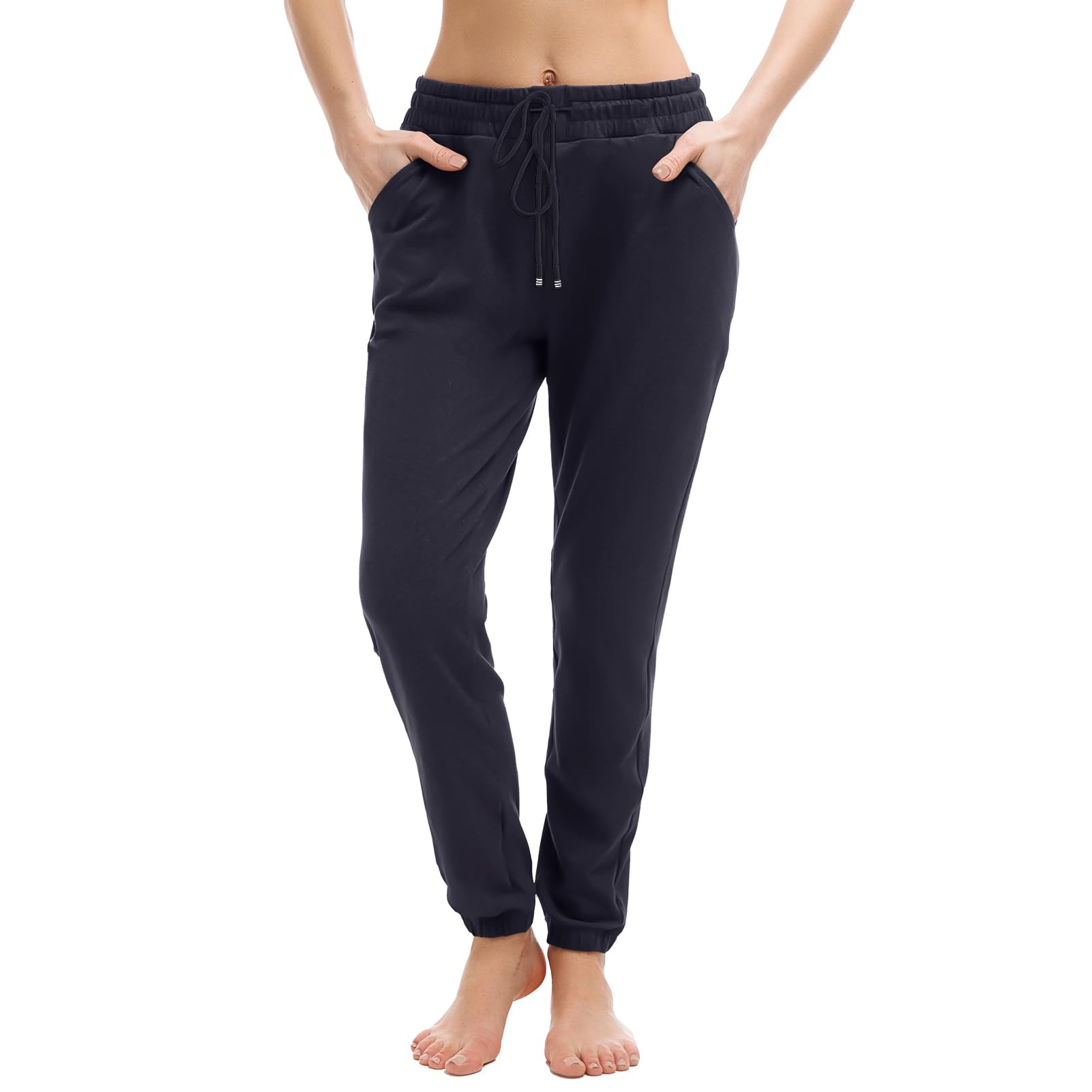 Walifrey Joggers with Pockets, Drawstring Sweatpants Women | Soft breathable fabric, Adjustable waist, 2 Deep side pockets, Cuffed ankles, Great for Lounging Jogging Workout & Gym