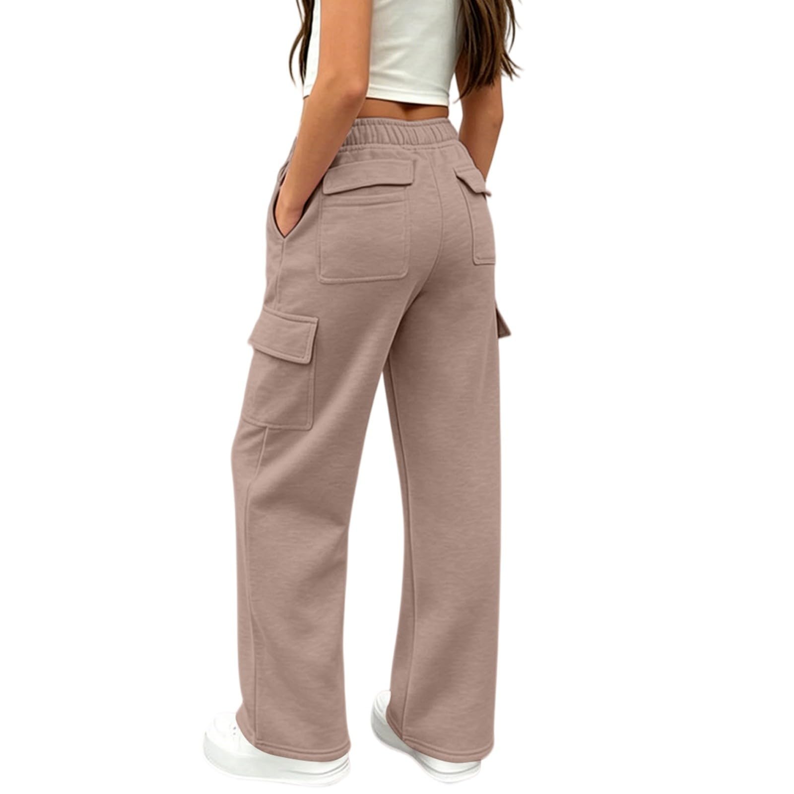 Girls Sweatpants Preppy Kids Cargo Pants Wide Leg Baggy Sweat Pants Teen Joggers Casual Trousers with Pockets