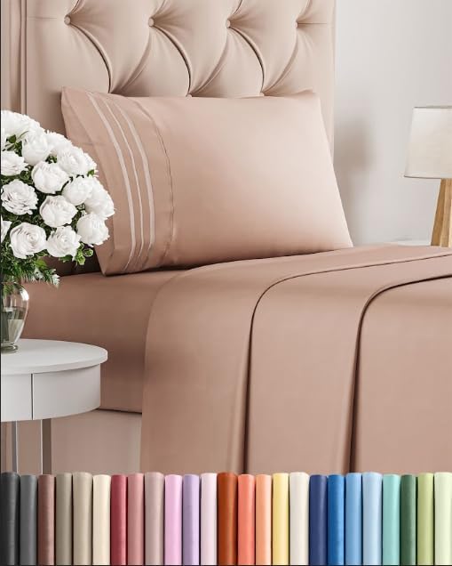 Queen Size 4 Piece Sheet Set - Comfy Breathable & Cooling Sheets - White