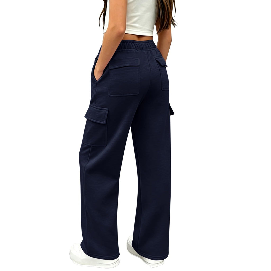 Girls Sweatpants Preppy Kids Cargo Pants Wide Leg Baggy Sweat Pants Teen Joggers Casual Trousers with Pockets