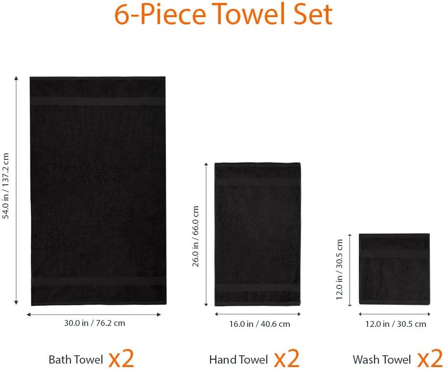 Amazon Basics 6-Piece Oversized Fade-Resistant Towel Set, 100% Cotton, Highly Absorbent, Soft, Teal, 2 Bath Towels, 2 Hand Towels, 2 Washcloths