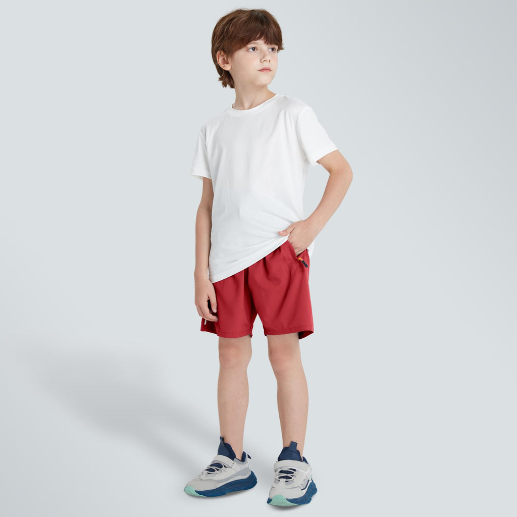 Boys Shorts Quick Dry Athletic Running Shorts with Zipper Pockets
