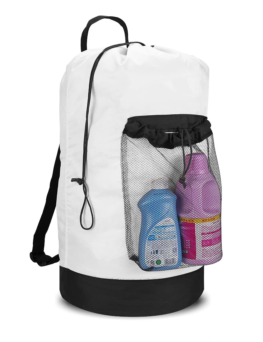 Backpack Laundry Bag, 115L Large Hamper with Shoulder Straps, Drawstring Closure, Mesh Pocket, Khaki