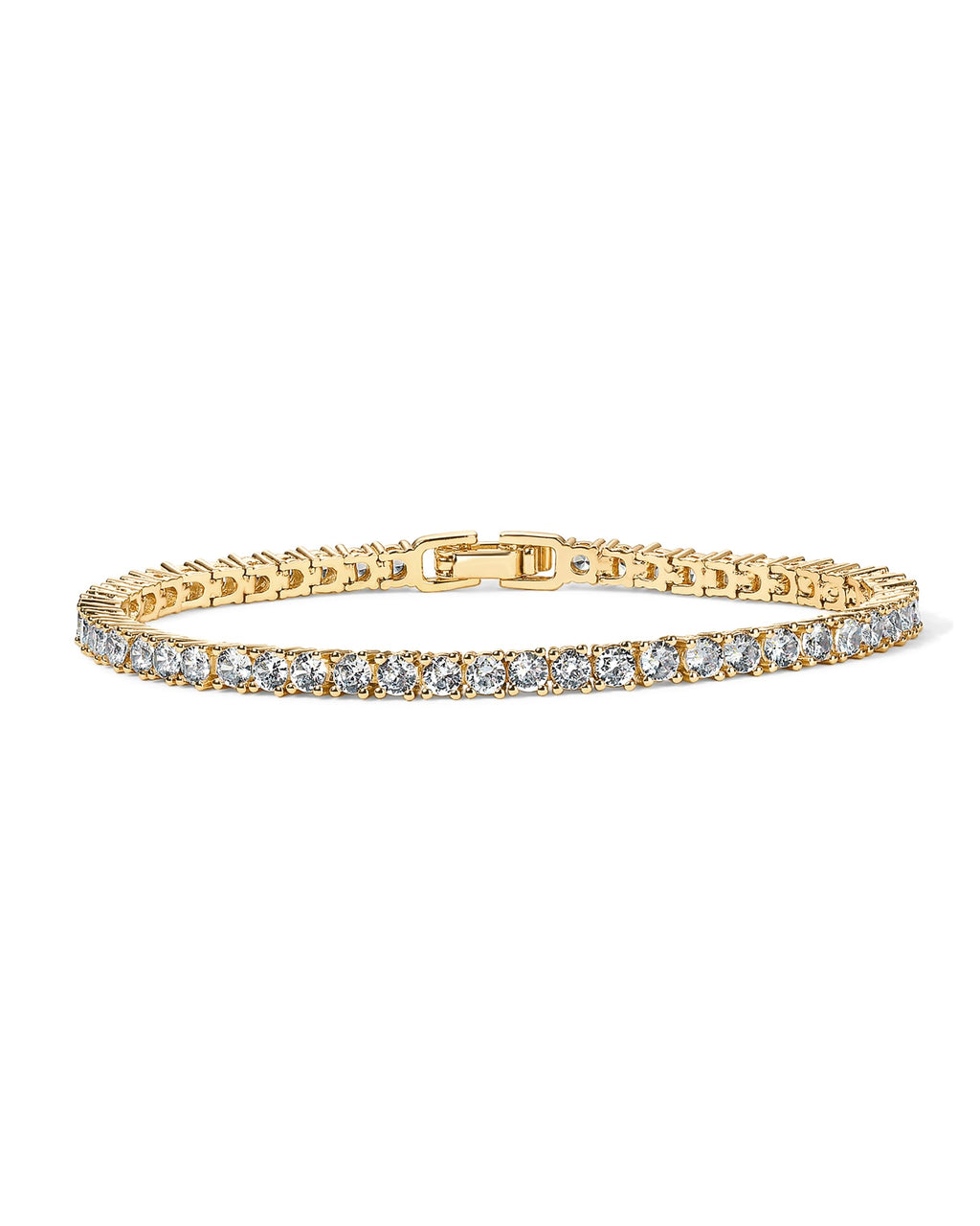 PAVOI 14K Gold Plated 3mm Cubic Zirconia Classic Tennis Bracelet | Gold Bracelets for Women | Stackable Bracelets for Women, 14K Gold Bracelets with CZ, Bracelet Stack