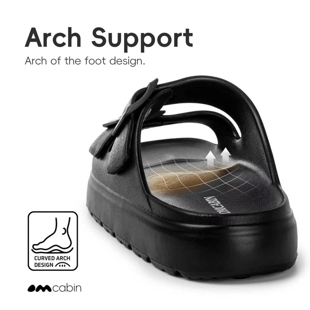 EVA Sandals for Women with Arch Support | Adjustable Double Buckle Slides | Comfortable Lightweight EVA Slide Sandals for Beach, Shower, Summer