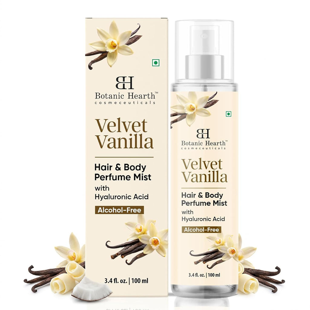 Botanic Hearth Vanilla Hair Perfume & Body Mist- 3.4 Fl oz | Long-Lasting Hair Deodorizer & Body Scent, Alcohol-Free Fragrance Hair Spray Everyday Wear, All Day Freshness for Women & Men