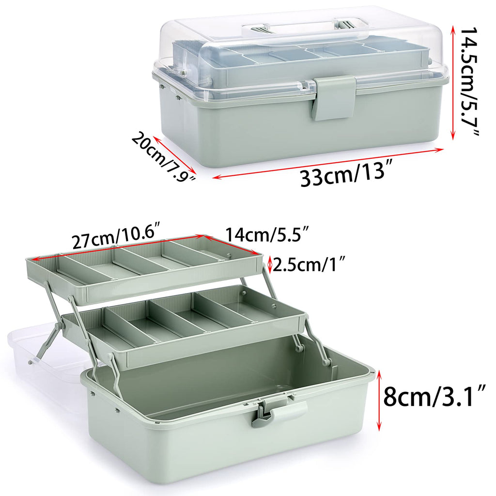 BTSKY 3-Layer Plastic Dividing Storage Box Craft Organizer and Storage | Portable Handled Art Supply Organizer with Adjustable Spacers Multipurpose Home Utility Box for Medicine, Sewing(Pink)