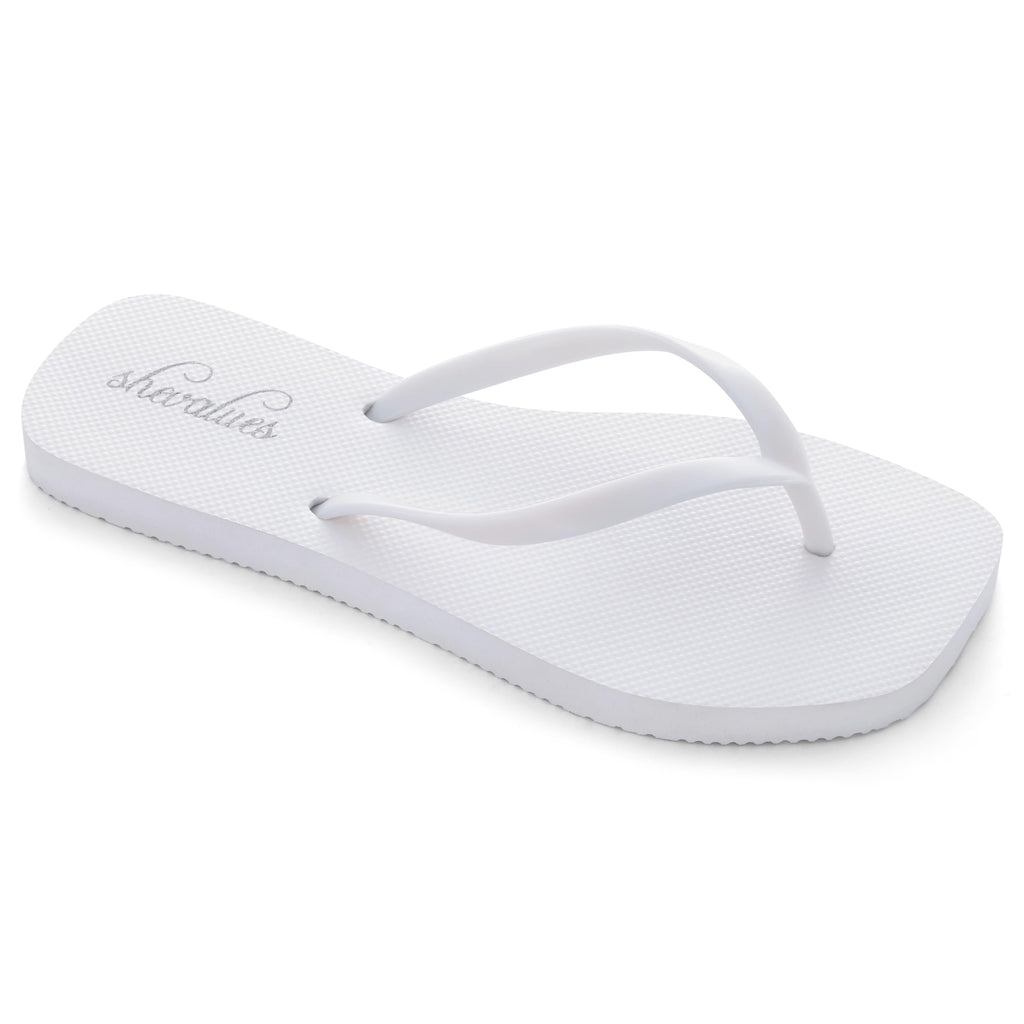 shevalues Slim Square Toe Flip Flops for Women with Comfortable Yoga Mat | Lightweight Non Slip Rubber Sandals for Beach, Shower, Pool & Summer Casual Wear