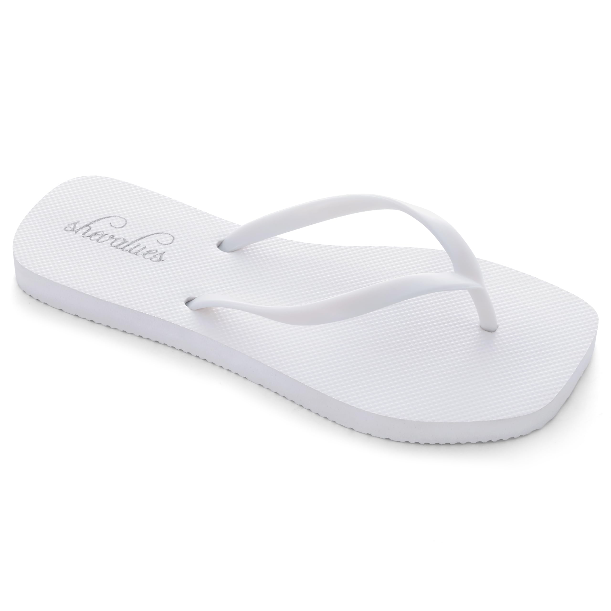 shevalues Slim Square Toe Flip Flops for Women with Comfortable Yoga Mat | Lightweight Non Slip Rubber Sandals for Beach, Shower, Pool & Summer Casual Wear