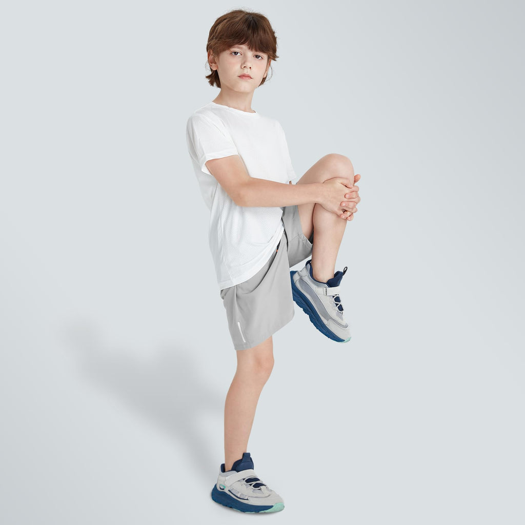 Boys Shorts Quick Dry Athletic Running Shorts with Zipper Pockets