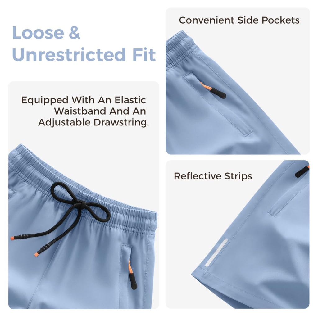 Boys Shorts Quick Dry Athletic Running Shorts with Zipper Pockets