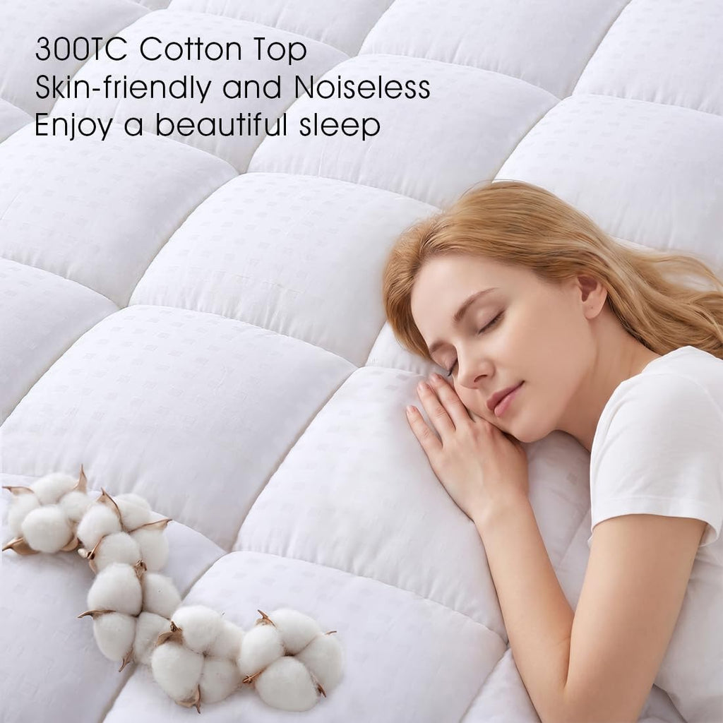EASELAND Twin XL Mattress Pad Cotton Pillow Top Mattress Topper White | College Dorm Mattress Cover Cooling Cotton Top,8-21" Deep Pocket Protector 39x80 Inches,Boxing Quilted & Machine Washable