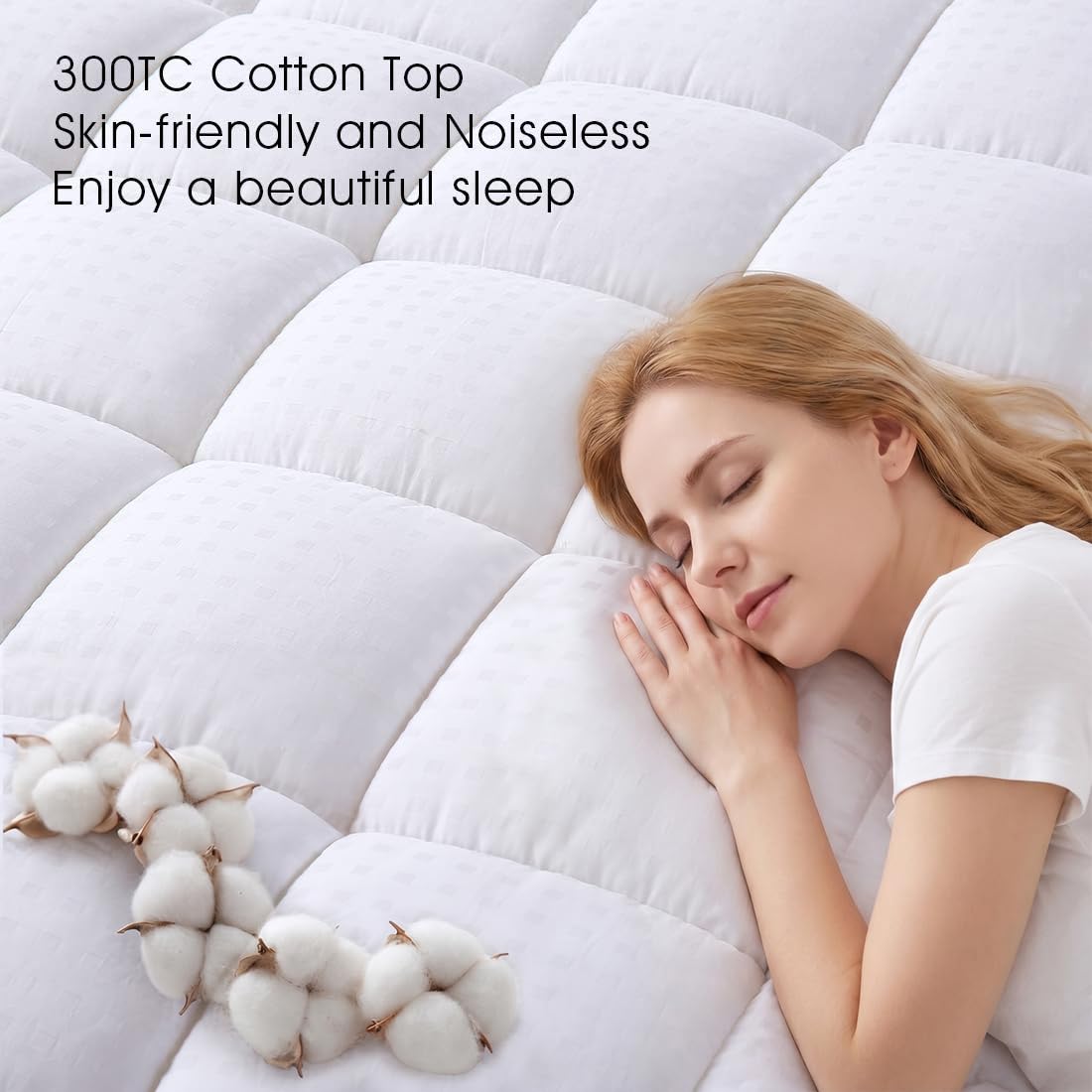 EASELAND Twin XL Mattress Pad Cotton Pillow Top Mattress Topper White | College Dorm Mattress Cover Cooling Cotton Top,8-21" Deep Pocket Protector 39x80 Inches,Boxing Quilted & Machine Washable