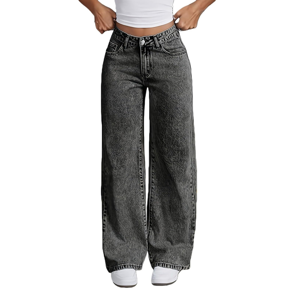 Jeans for Girls Cute Baggy Pants Wide Leg High Waisted Trousers with Pocket | Back to School Clothes Teens Outfits Bow Embroidery Wide Leg Denim Pants Y2k Tween Clothes 7-16Y