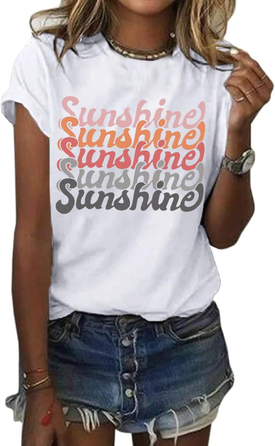 YEXIPO Womens Graphic Tees Short Sleeve Summer Tops Casual Cute T Shirts | Funny Letter Print, Crew Neck, Loose Fit