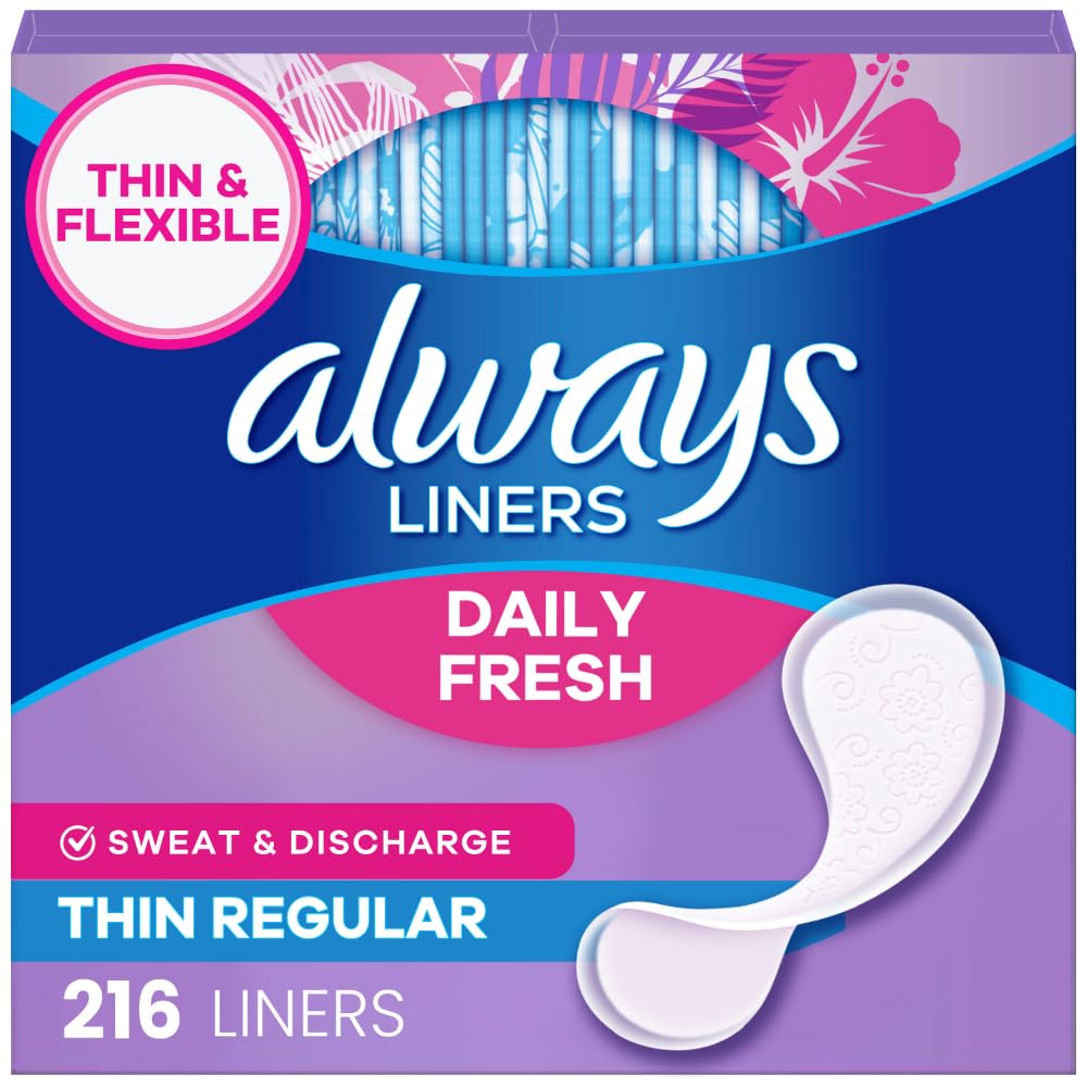 Always Panty Liners for Women Thin No Feel Protection Daily Liners, Regular, Unscented, 162 Count
