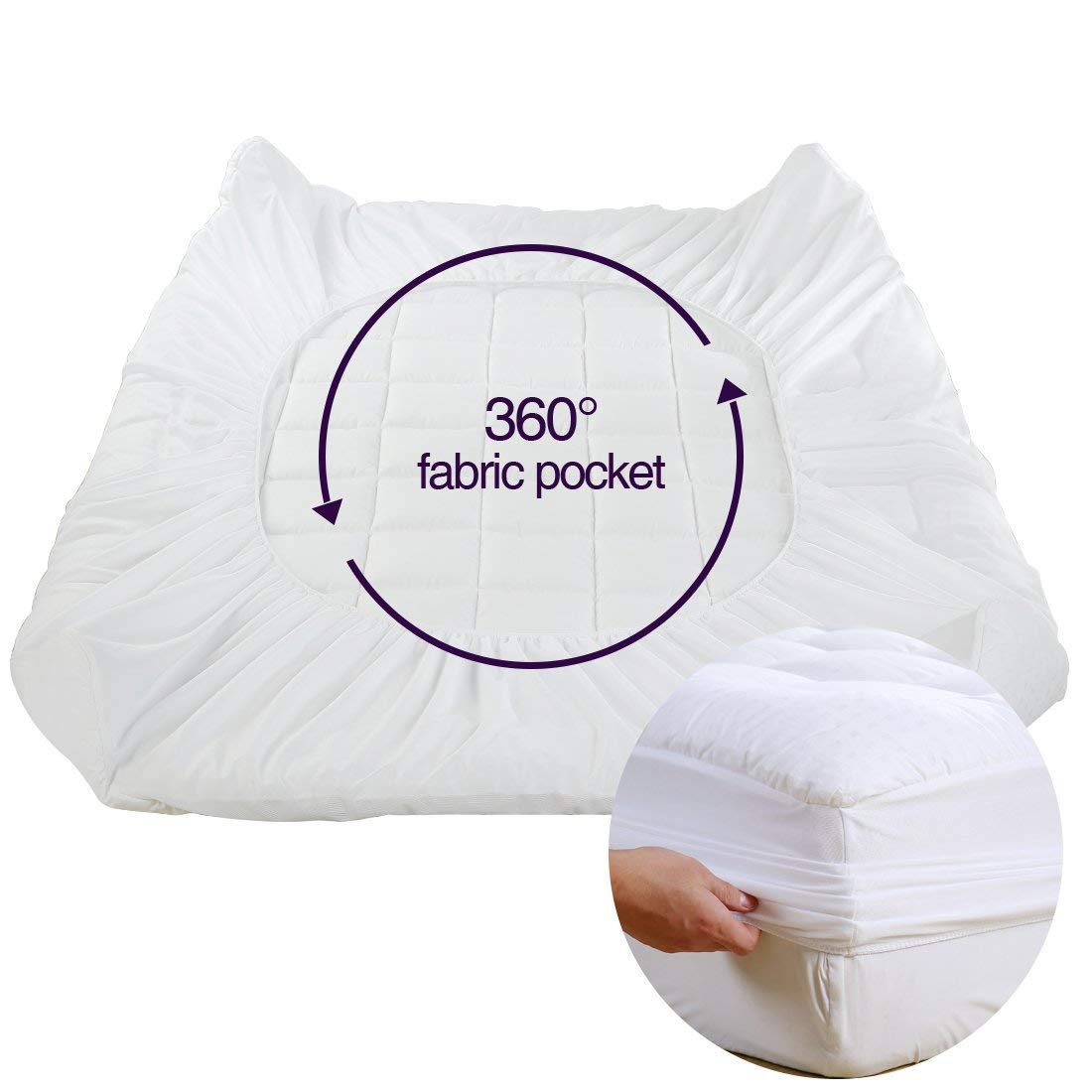 EASELAND Twin XL Mattress Pad Cotton Pillow Top Mattress Topper White | College Dorm Mattress Cover Cooling Cotton Top,8-21" Deep Pocket Protector 39x80 Inches,Boxing Quilted & Machine Washable