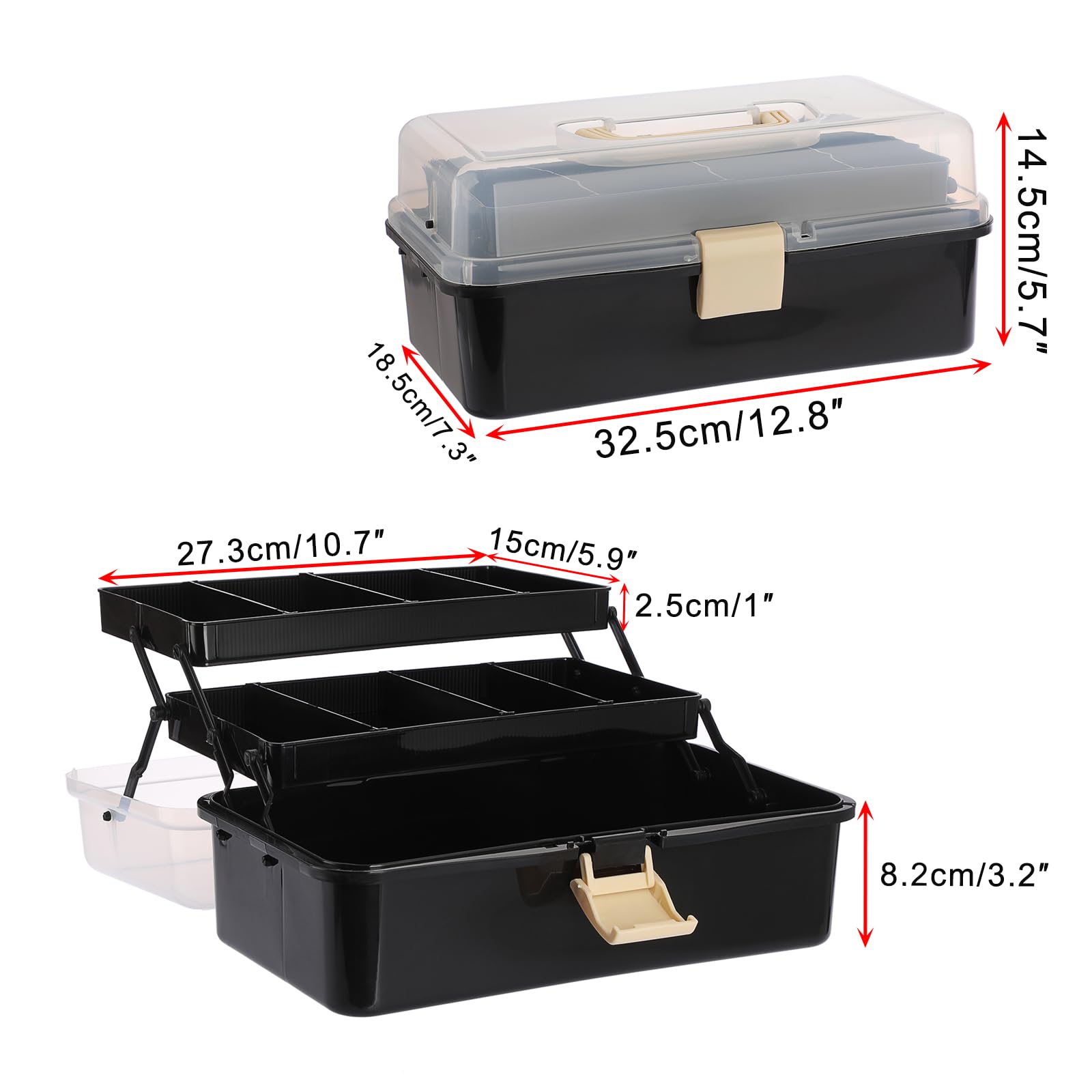 BTSKY 3-Layer Plastic Dividing Storage Box Craft Organizer and Storage | Portable Handled Art Supply Organizer with Adjustable Spacers Multipurpose Home Utility Box for Medicine, Sewing(Pink)