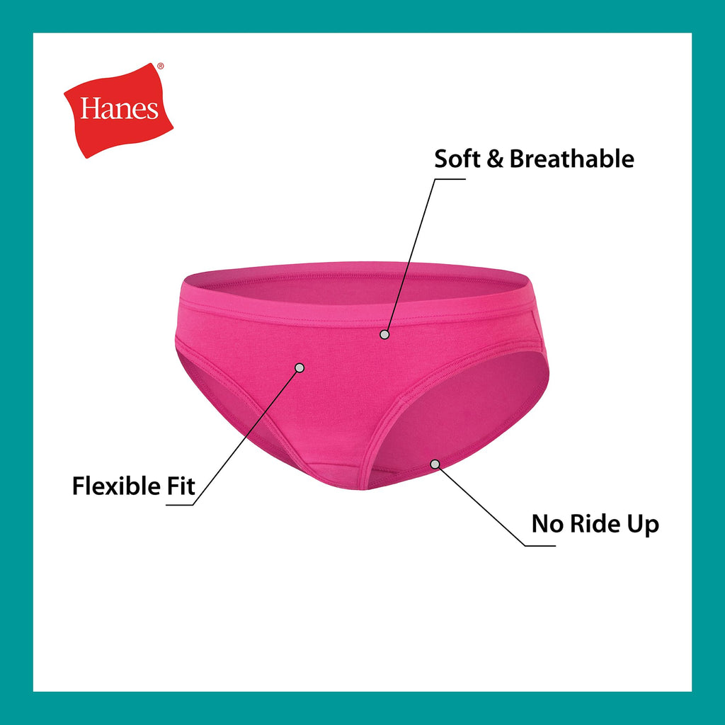 Hanes Girls' And Toddlers Underwear, Stretch Cotton Panties, 12-pack, Briefs, Bikini and Hipsters for Girls