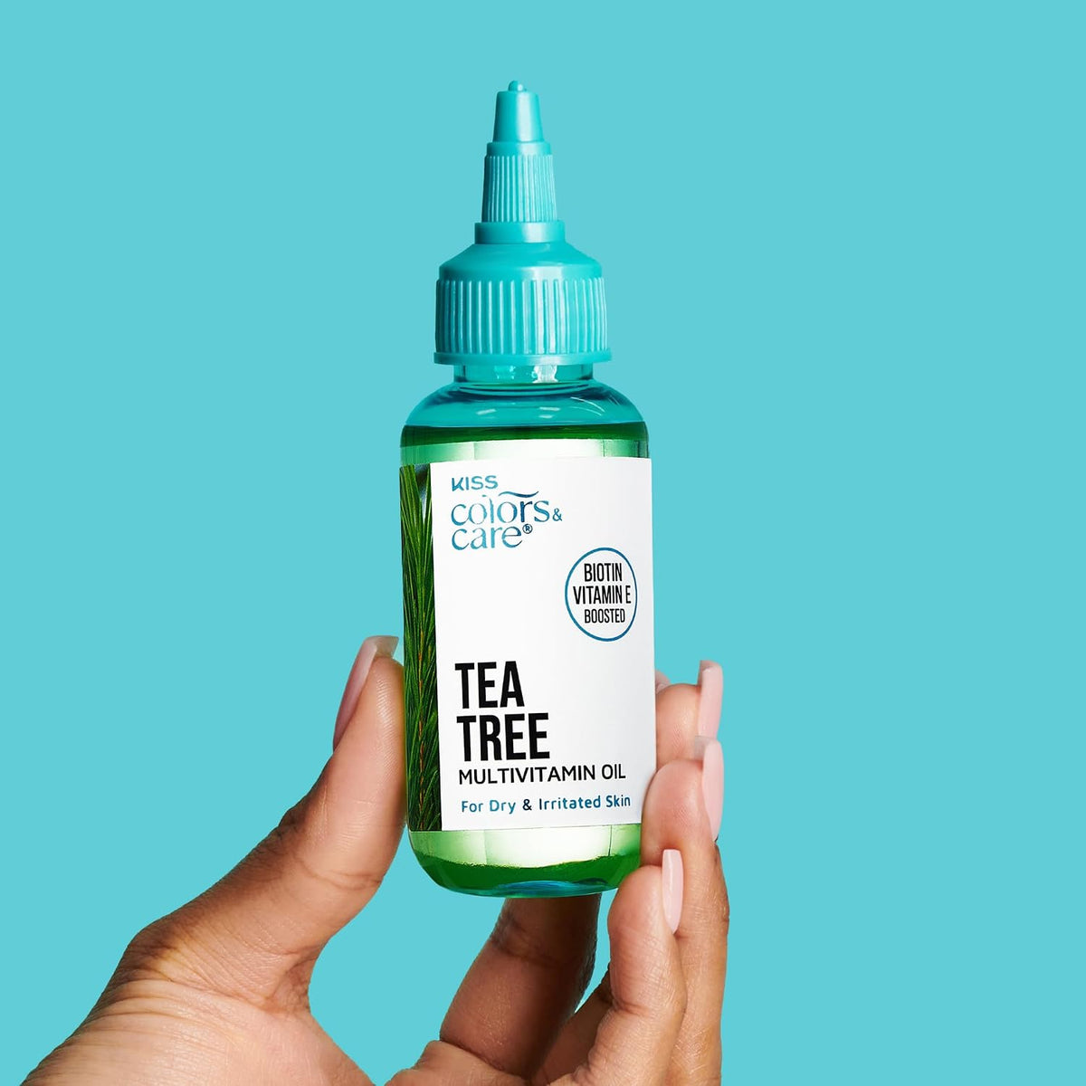 Kiss Colors & Care Tea Tree Multivitamin Oil for Hair & Skincare, Infused with Biotin, Vitamin E and Natural Oils for Long-Lasting Hydration & Repair, 2.5 fl. oz.