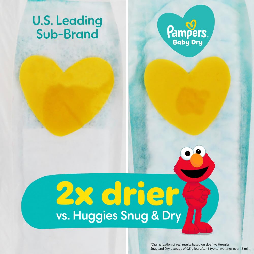 Pampers Diapers - Baby Dry - Size 3, 104 Count, Absorbent Disposable Infant Diaper (Packaging May Vary)
