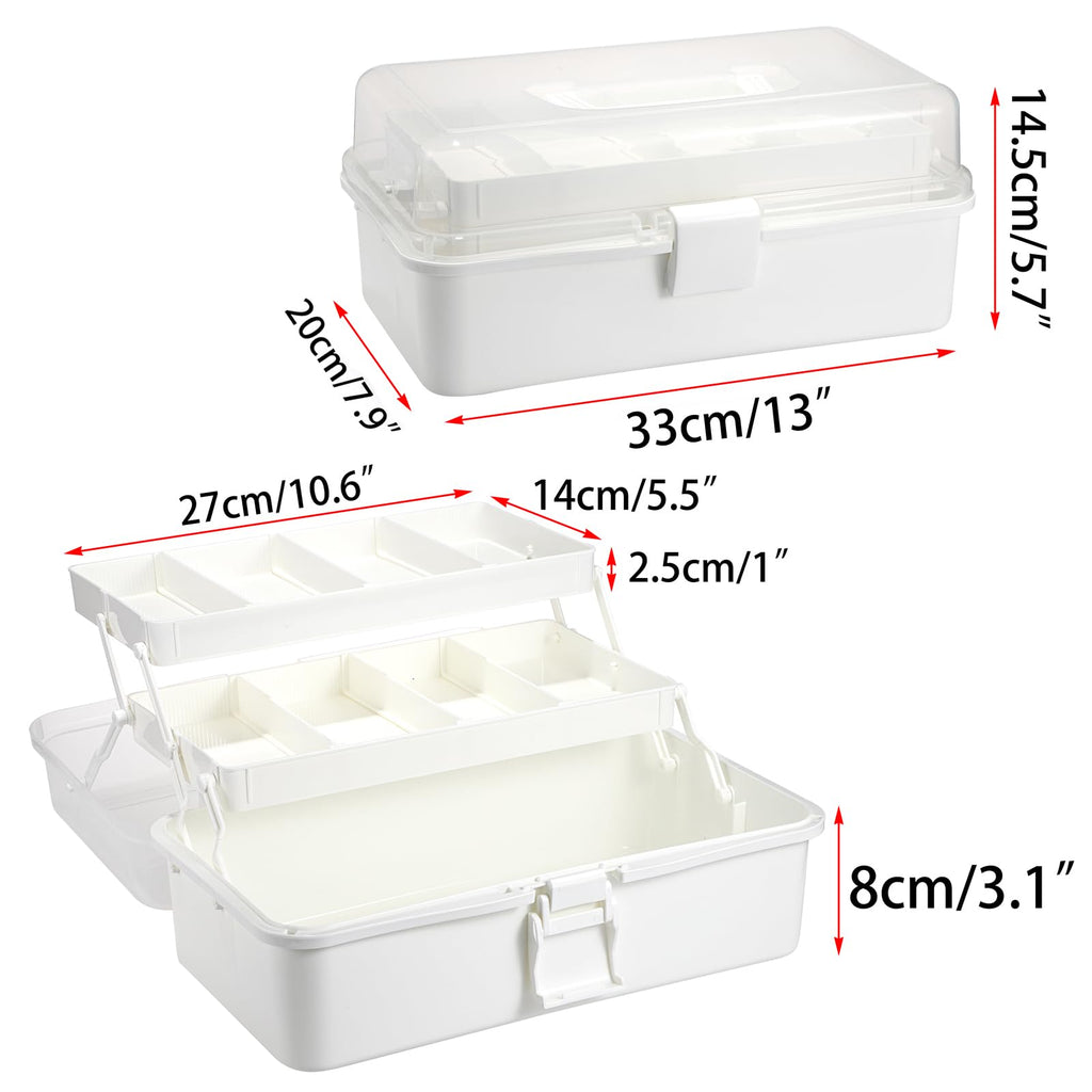 BTSKY 3-Layer Plastic Dividing Storage Box Craft Organizer and Storage | Portable Handled Art Supply Organizer with Adjustable Spacers Multipurpose Home Utility Box for Medicine, Sewing(Pink)