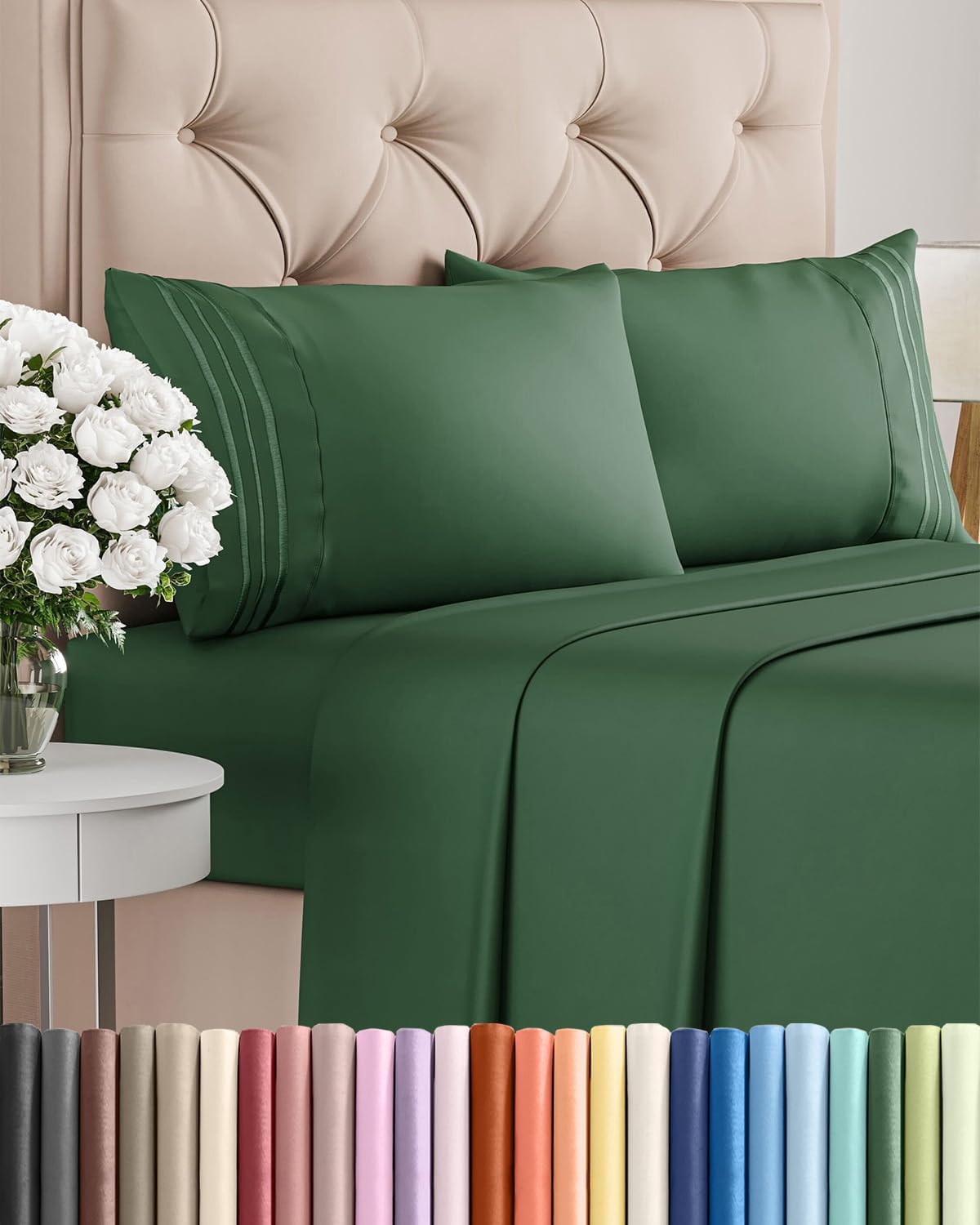 Queen Size 4 Piece Sheet Set - Comfy Breathable & Cooling Sheets - White