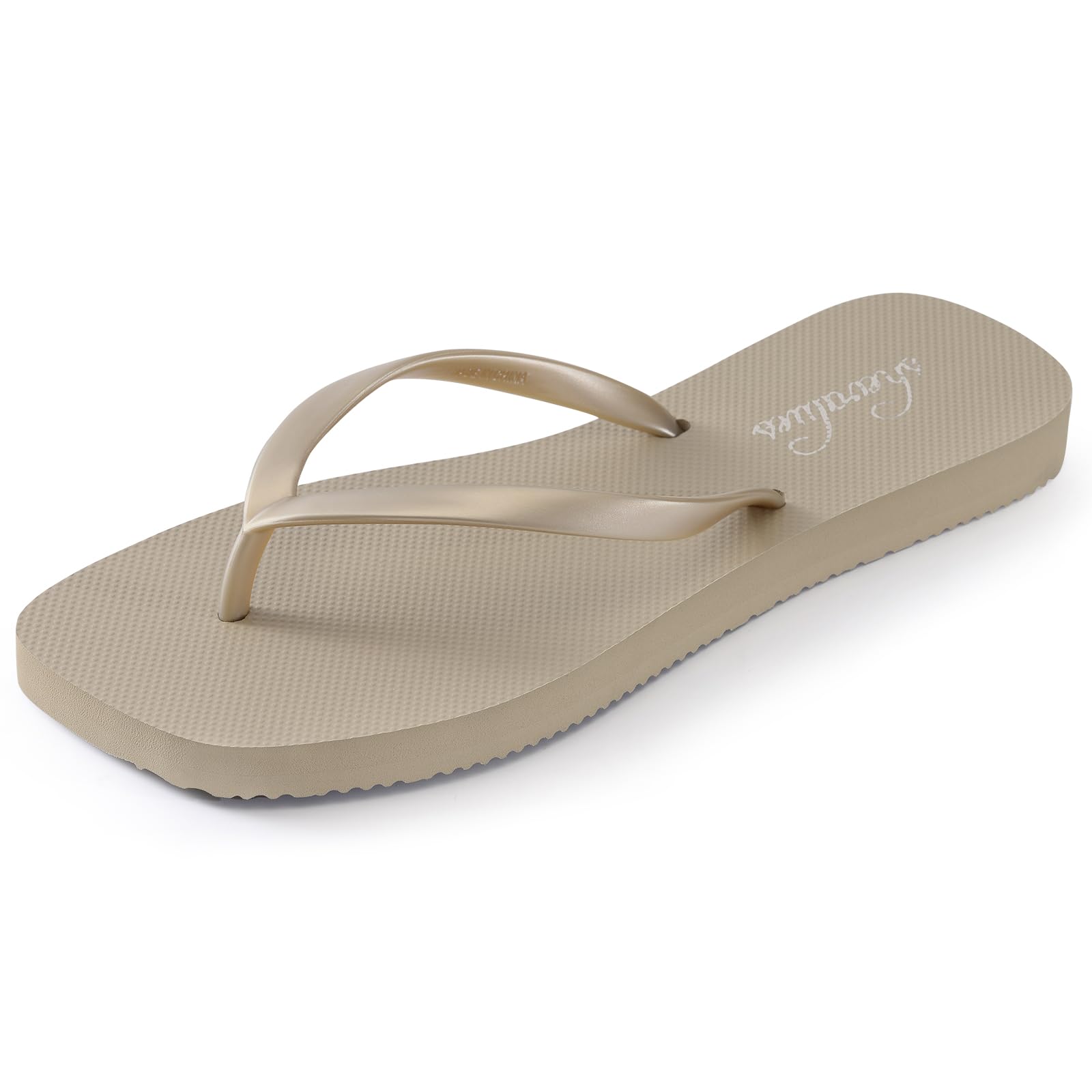 shevalues Slim Square Toe Flip Flops for Women with Comfortable Yoga Mat | Lightweight Non Slip Rubber Sandals for Beach, Shower, Pool & Summer Casual Wear