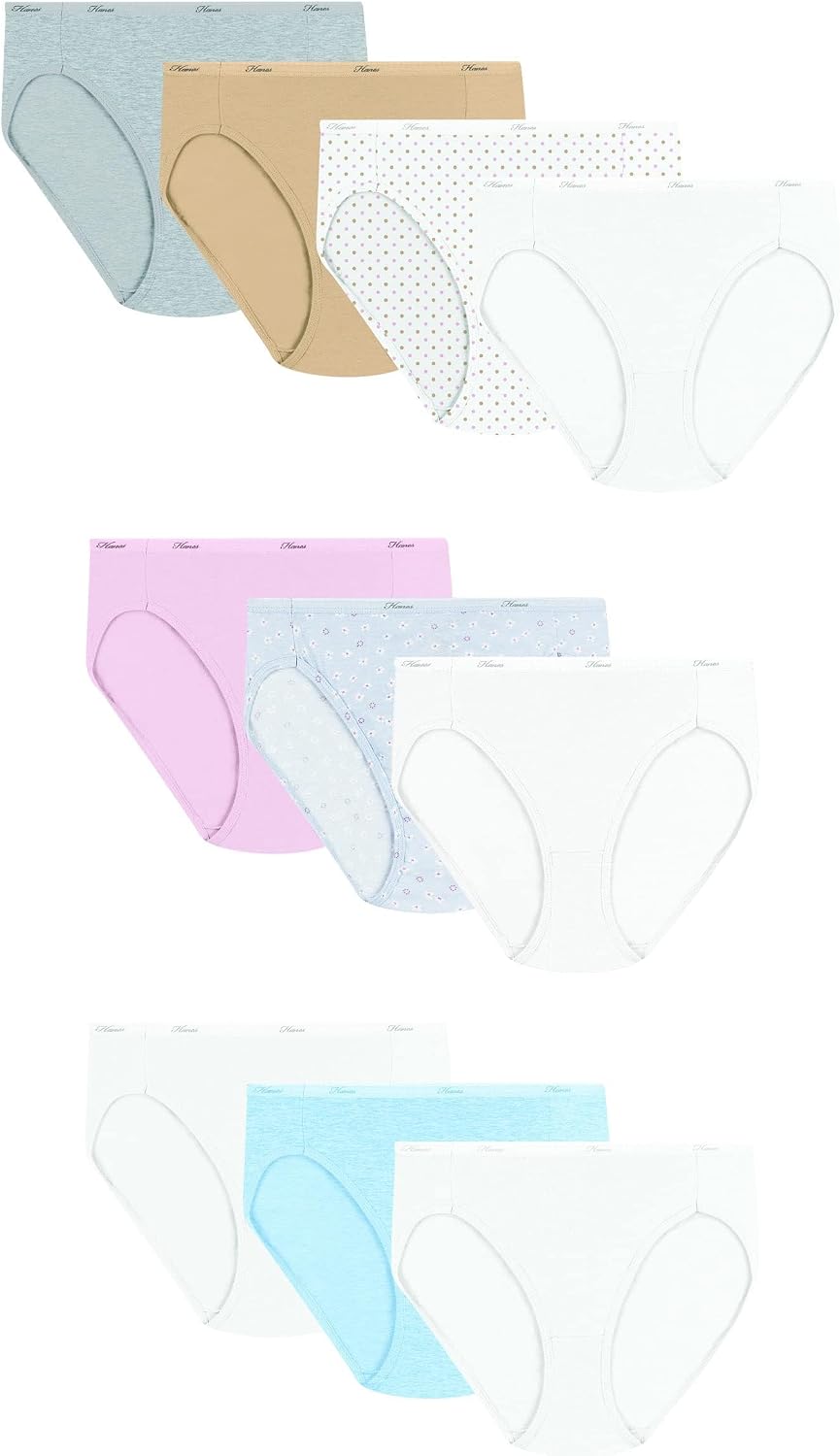 Hanes Women's Underwear Pack, 10-Pack, Full-Coverage Cotton Blend Panties, Moisture-Wicking Underwear for Women