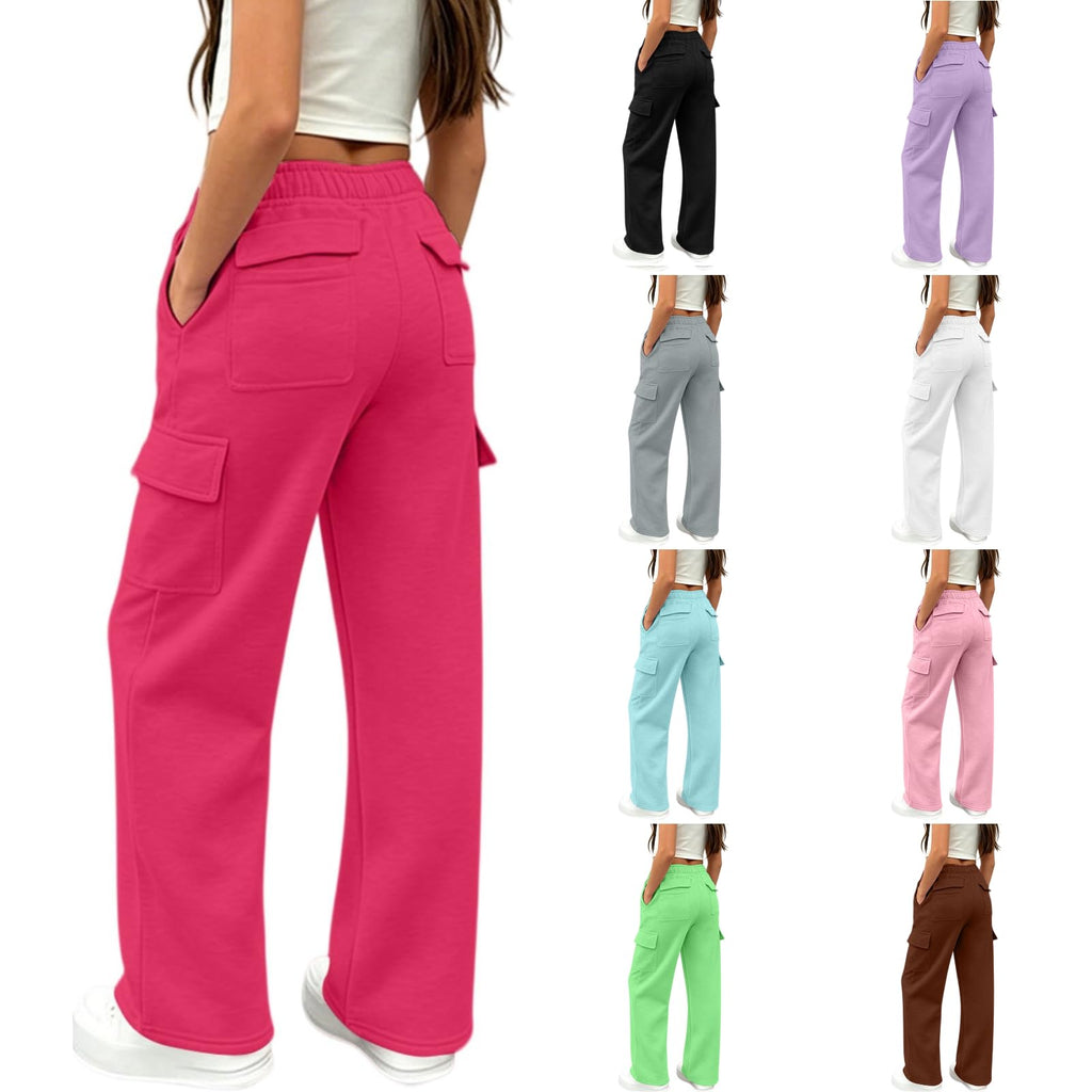 Girls Sweatpants Preppy Kids Cargo Pants Wide Leg Baggy Sweat Pants Teen Joggers Casual Trousers with Pockets