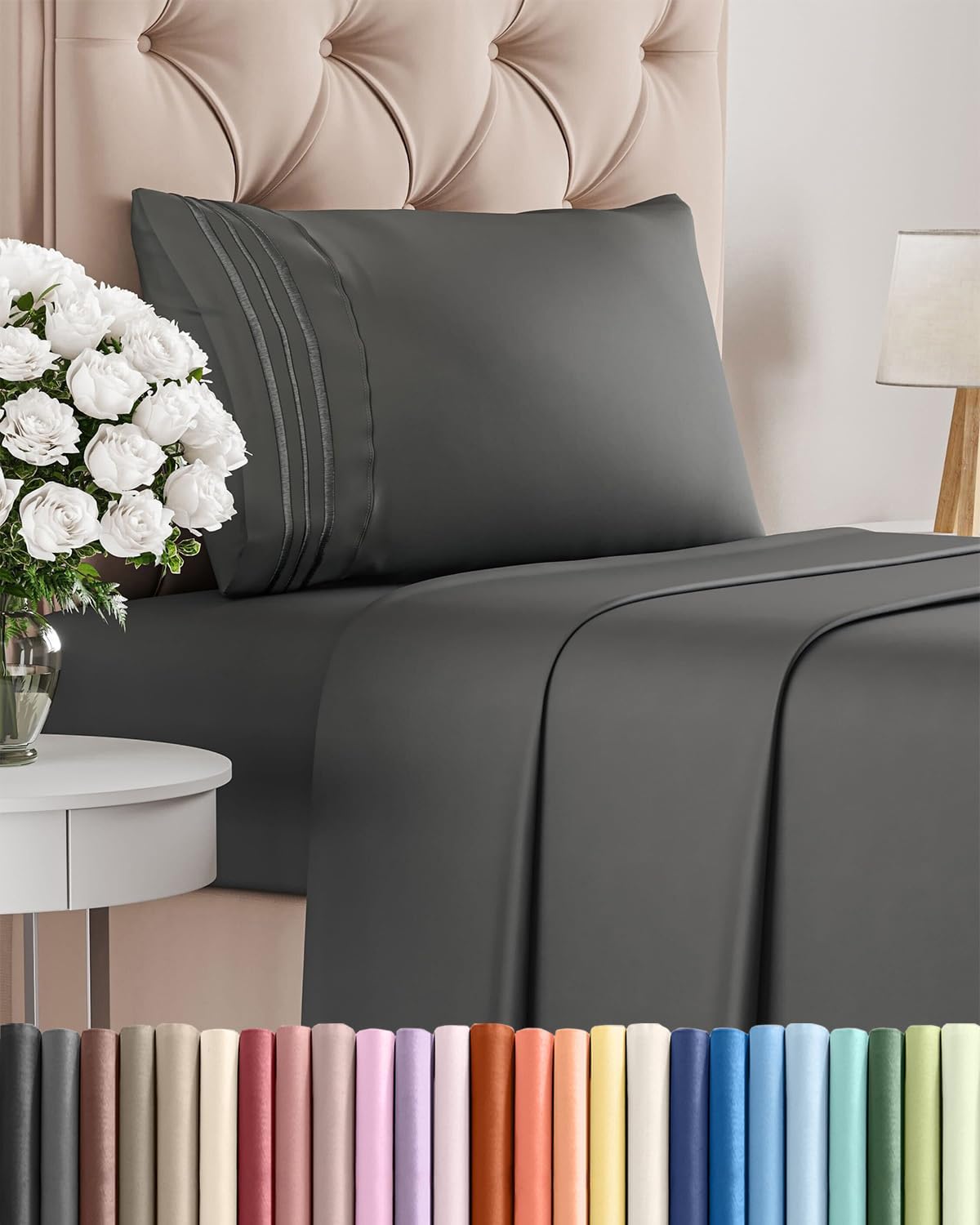 Queen Size 4 Piece Sheet Set - Comfy Breathable & Cooling Sheets - White