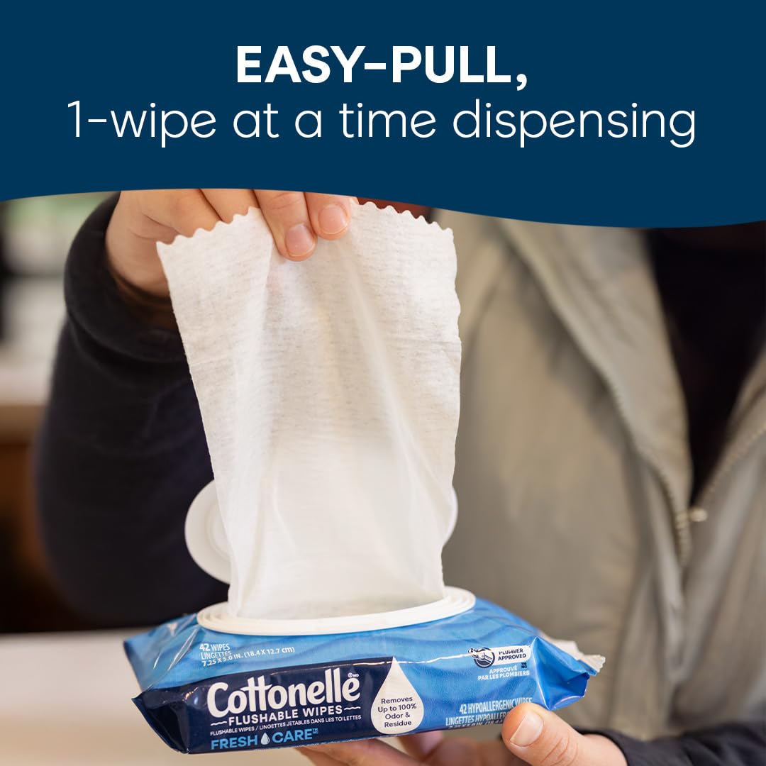 Cottonelle Fresh Feel Flushable Wipes, 8 Packs, 42 Wipes per Pack