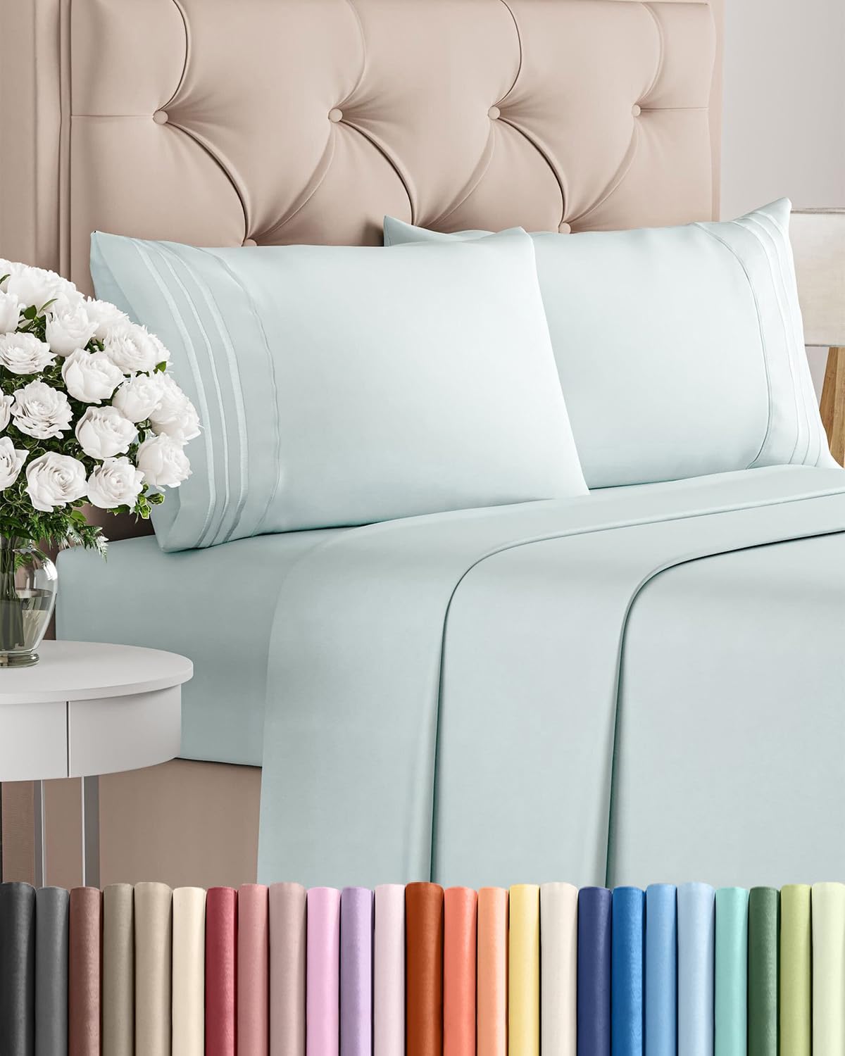 Queen Size 4 Piece Sheet Set - Comfy Breathable & Cooling Sheets - White
