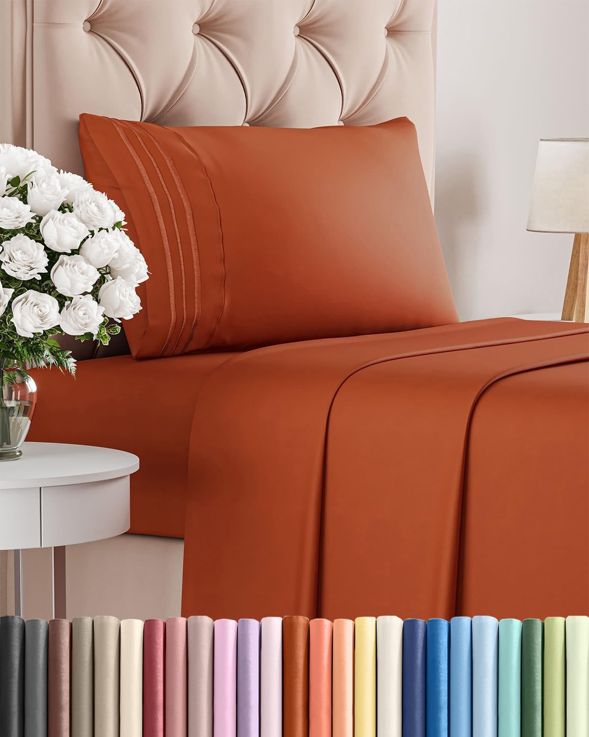 Queen Size 4 Piece Sheet Set - Comfy Breathable & Cooling Sheets - White