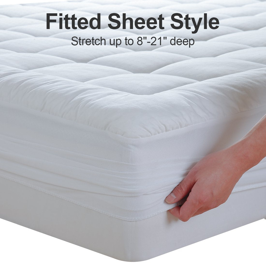 EASELAND Twin XL Mattress Pad Cotton Pillow Top Mattress Topper White | College Dorm Mattress Cover Cooling Cotton Top,8-21" Deep Pocket Protector 39x80 Inches,Boxing Quilted & Machine Washable