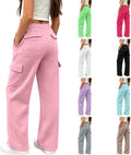 Girls Sweatpants Preppy Kids Cargo Pants Wide Leg Baggy Sweat Pants Teen Joggers Casual Trousers with Pockets