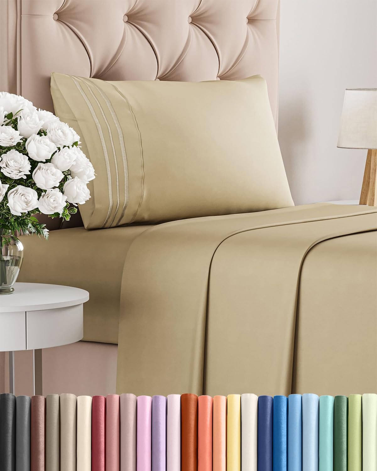 Queen Size 4 Piece Sheet Set - Comfy Breathable & Cooling Sheets - White