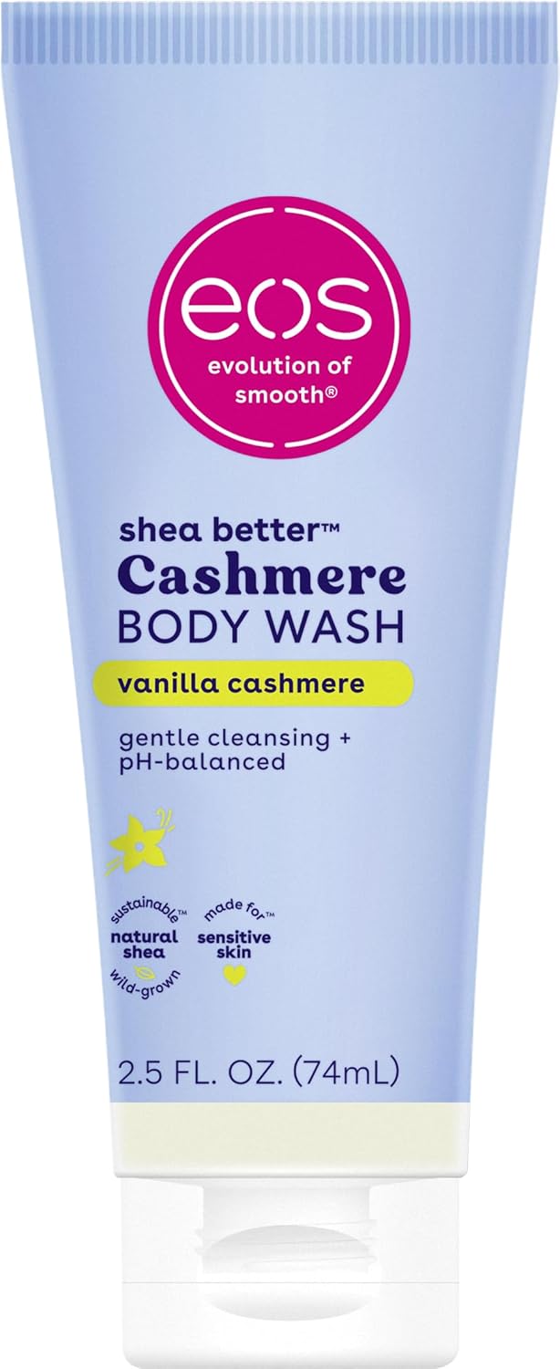 eos Body Wash, Vanilla Cashmere, Moisturizing Creamy Gel Formula with Shea Butter, Glycerin, Vitamin E, pH Balanced, Sensitive Skin, Vegan, 16 fl oz