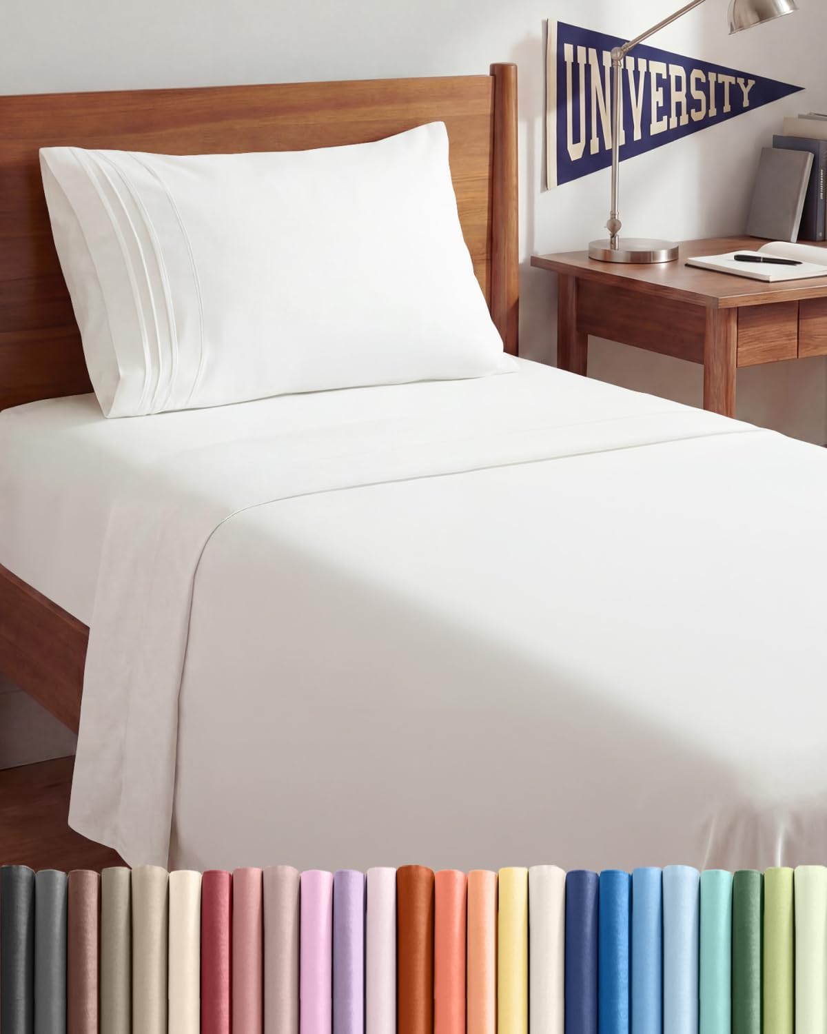 Queen Size 4 Piece Sheet Set - Comfy Breathable & Cooling Sheets - White